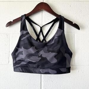 Old Navy Go Dry Black Gray Camouflage Activewear Sports Bra Women's Large